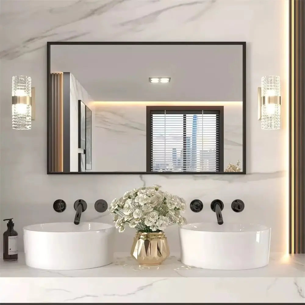 Miroir mural rectangulaire cadre noir en aluminium