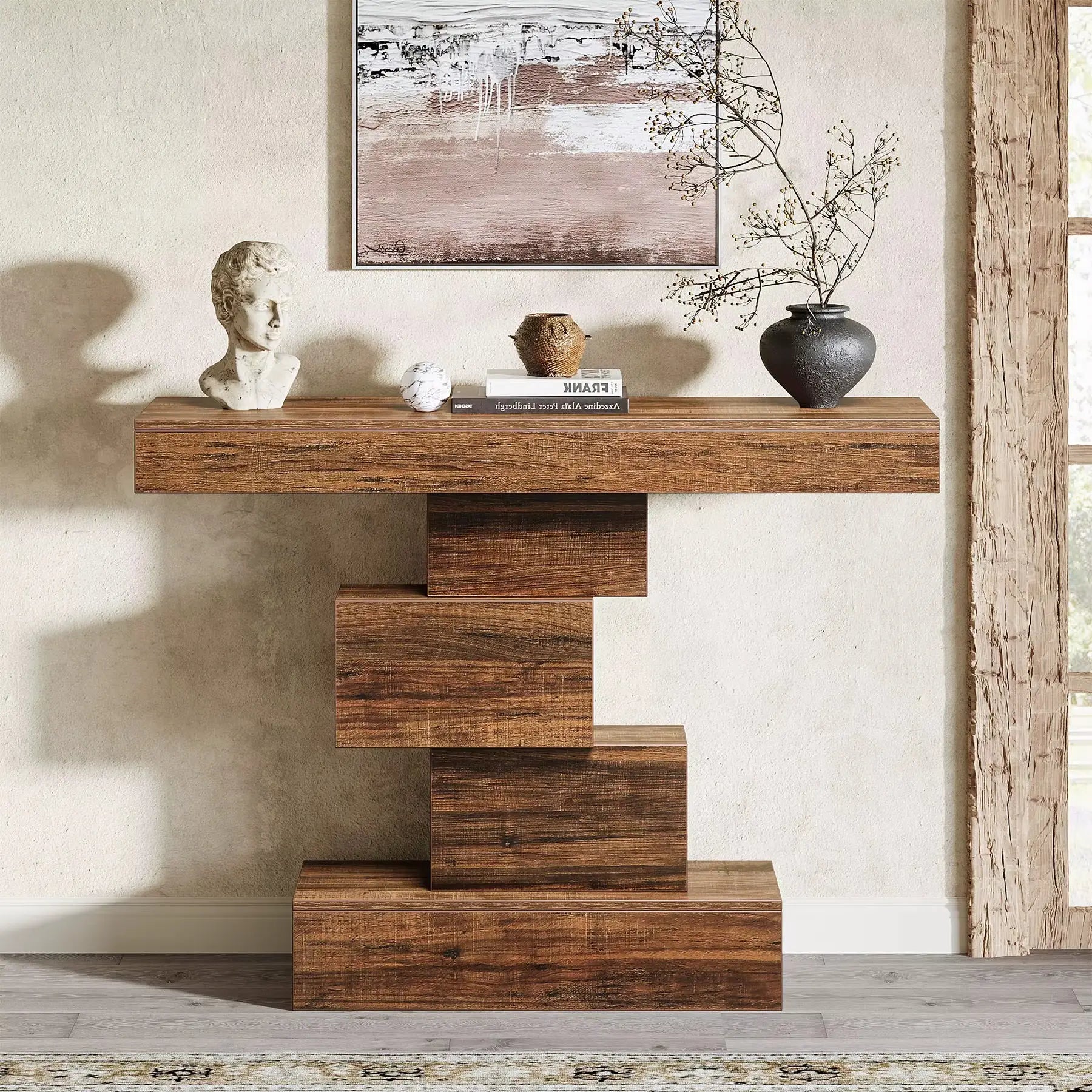 Table console design industriel à structure géométrique