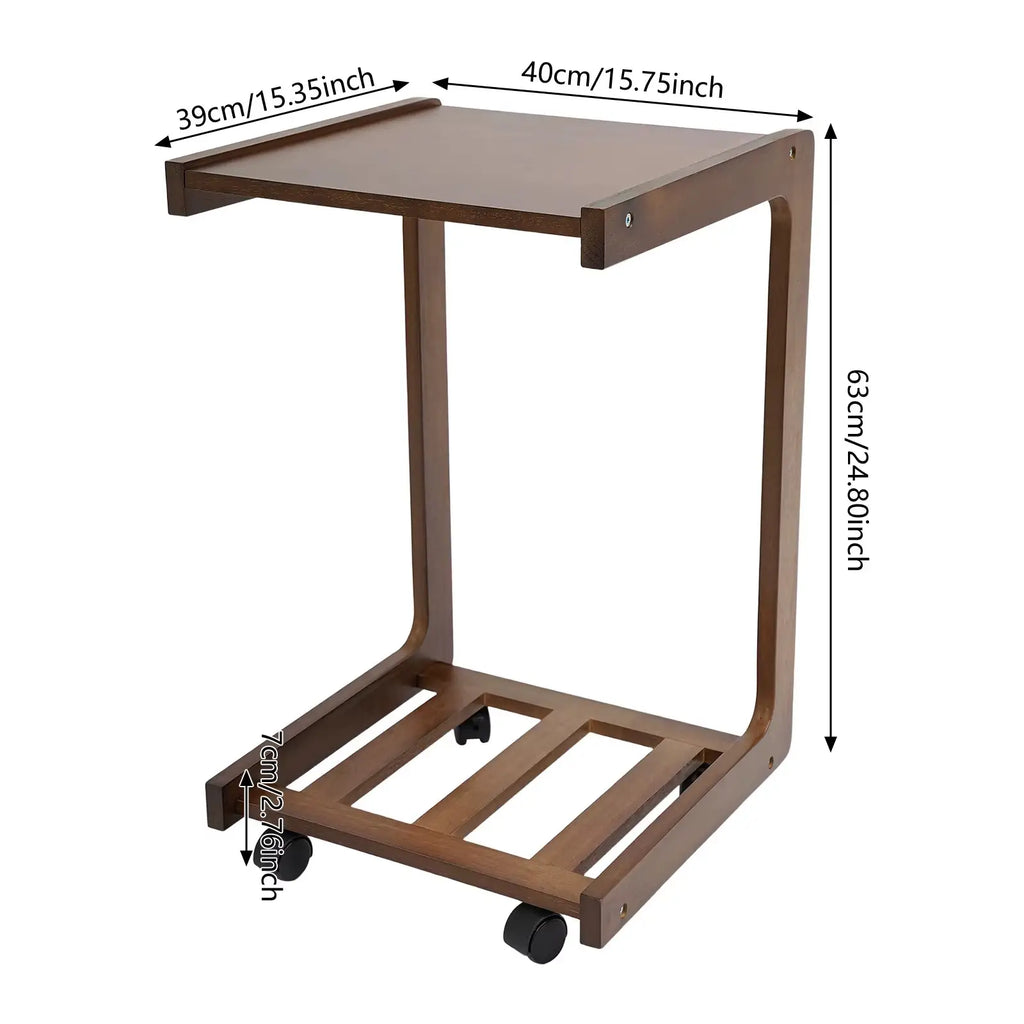 Table d’Appoint en Forme C avec Roulettes