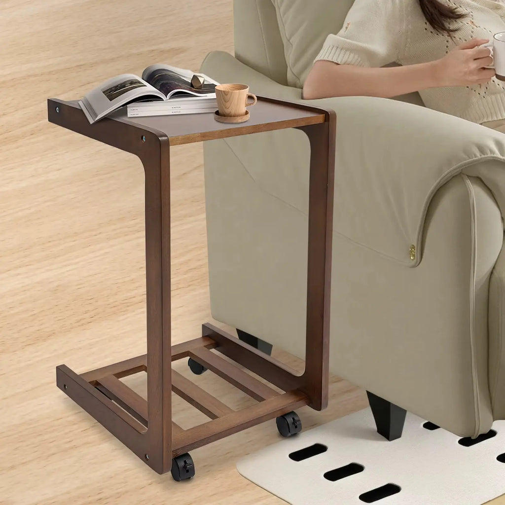 Table d’Appoint en Forme C avec Roulettes