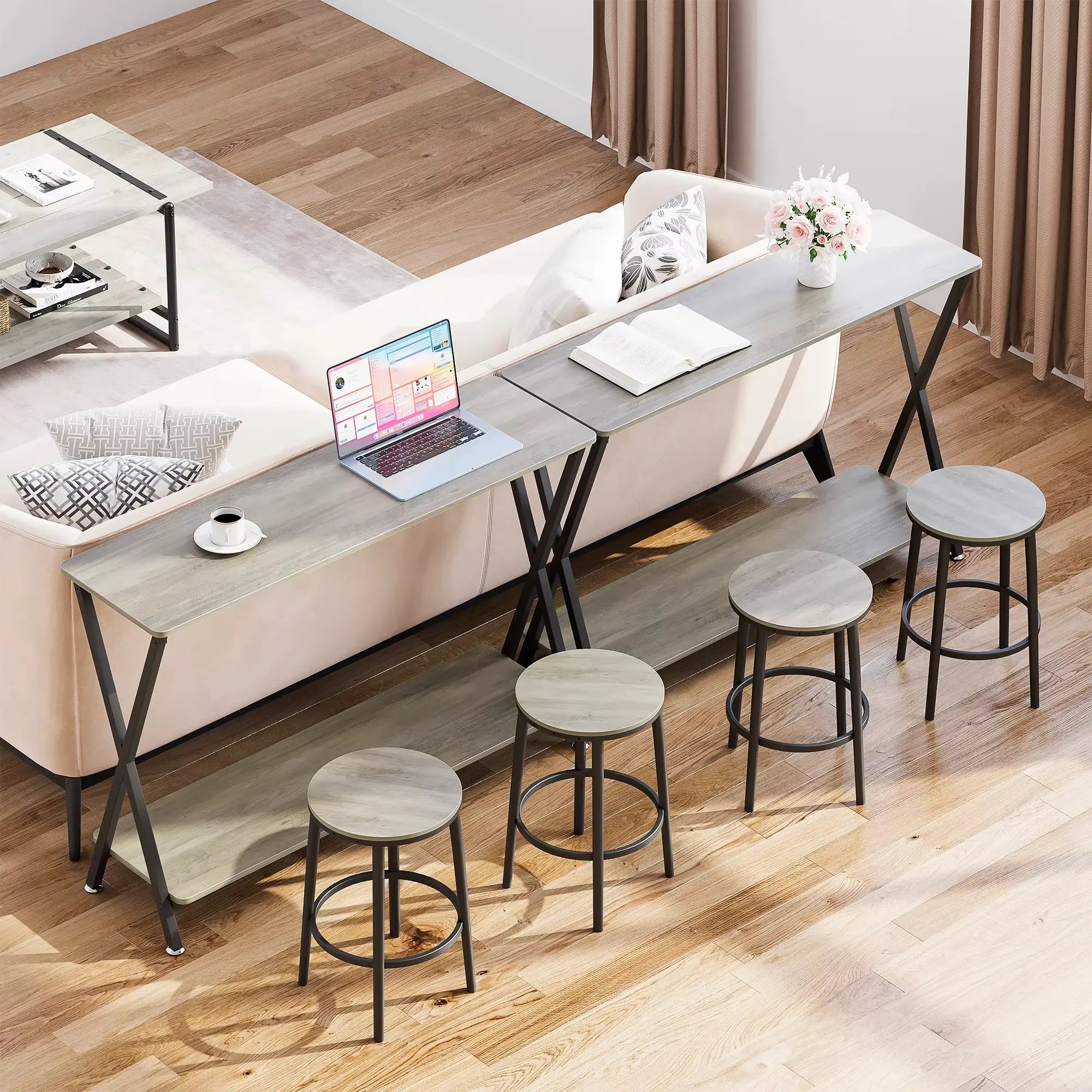 Table console industrielle 2 niveaux