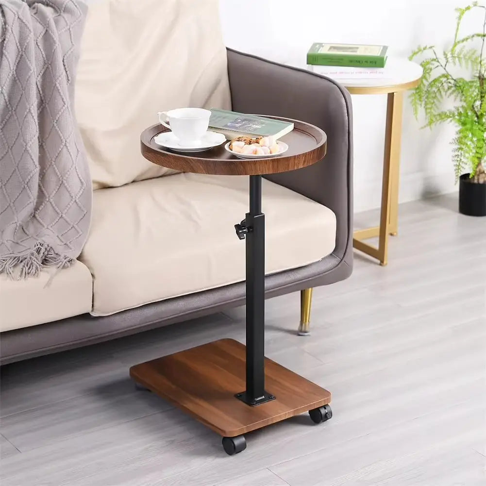Table d'appoint Mobile ronde roulante à hauteur réglable