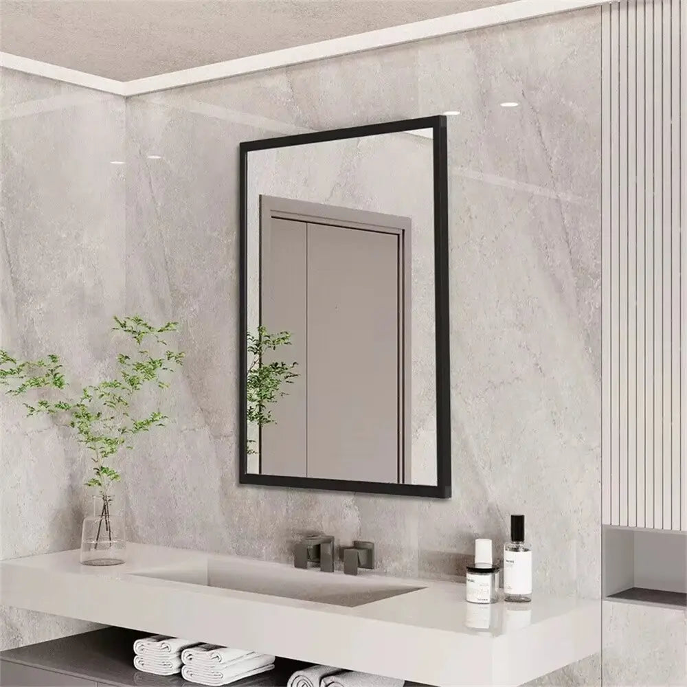 Miroir mural rectangulaire cadre noir en aluminium