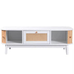 Table basse rotin et bois avec rangement intégré