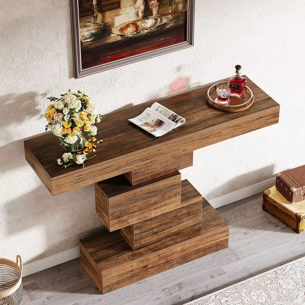 Table console design industriel à structure géométrique