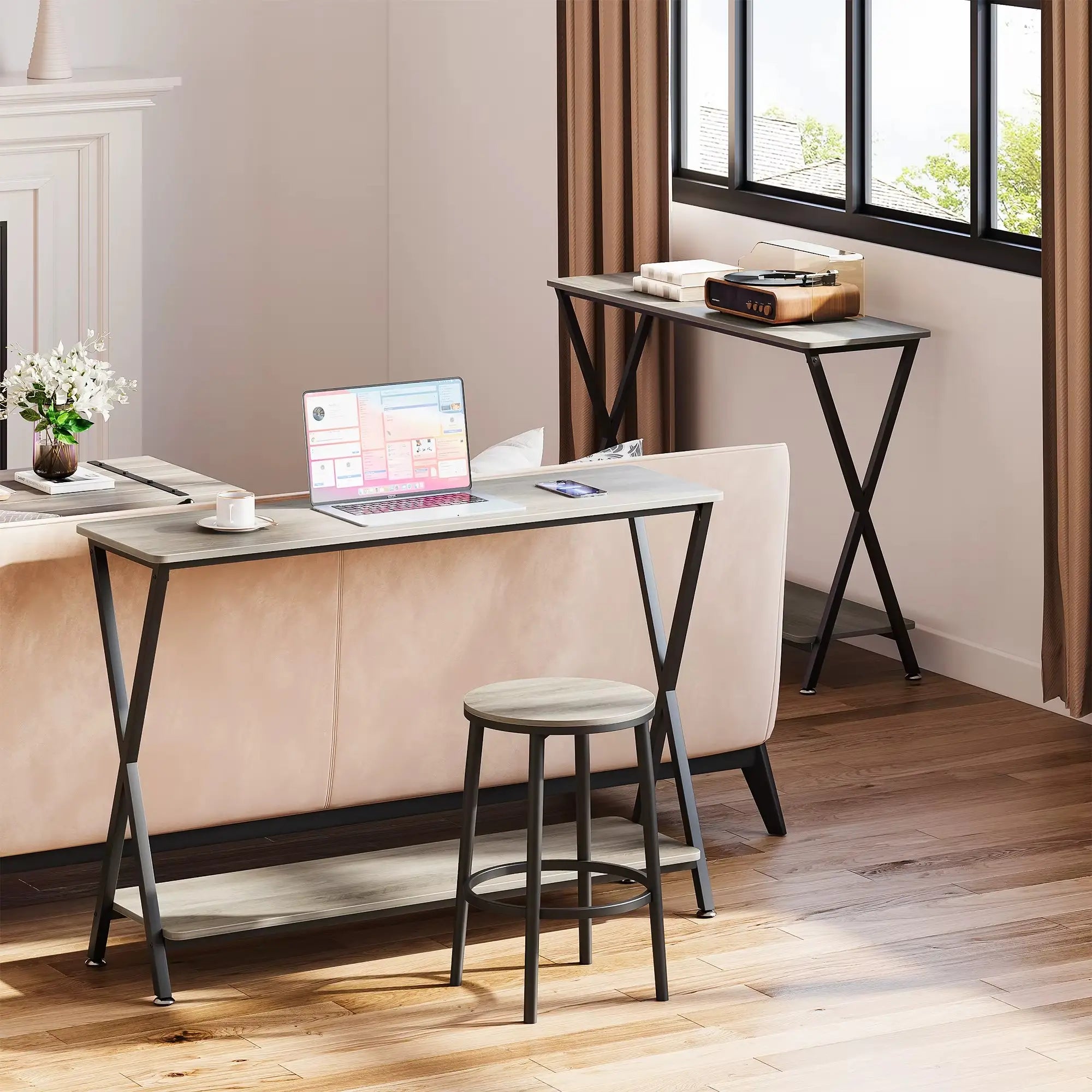 Table console industrielle 2 niveaux