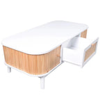 Table basse rotin et bois avec rangement intégré