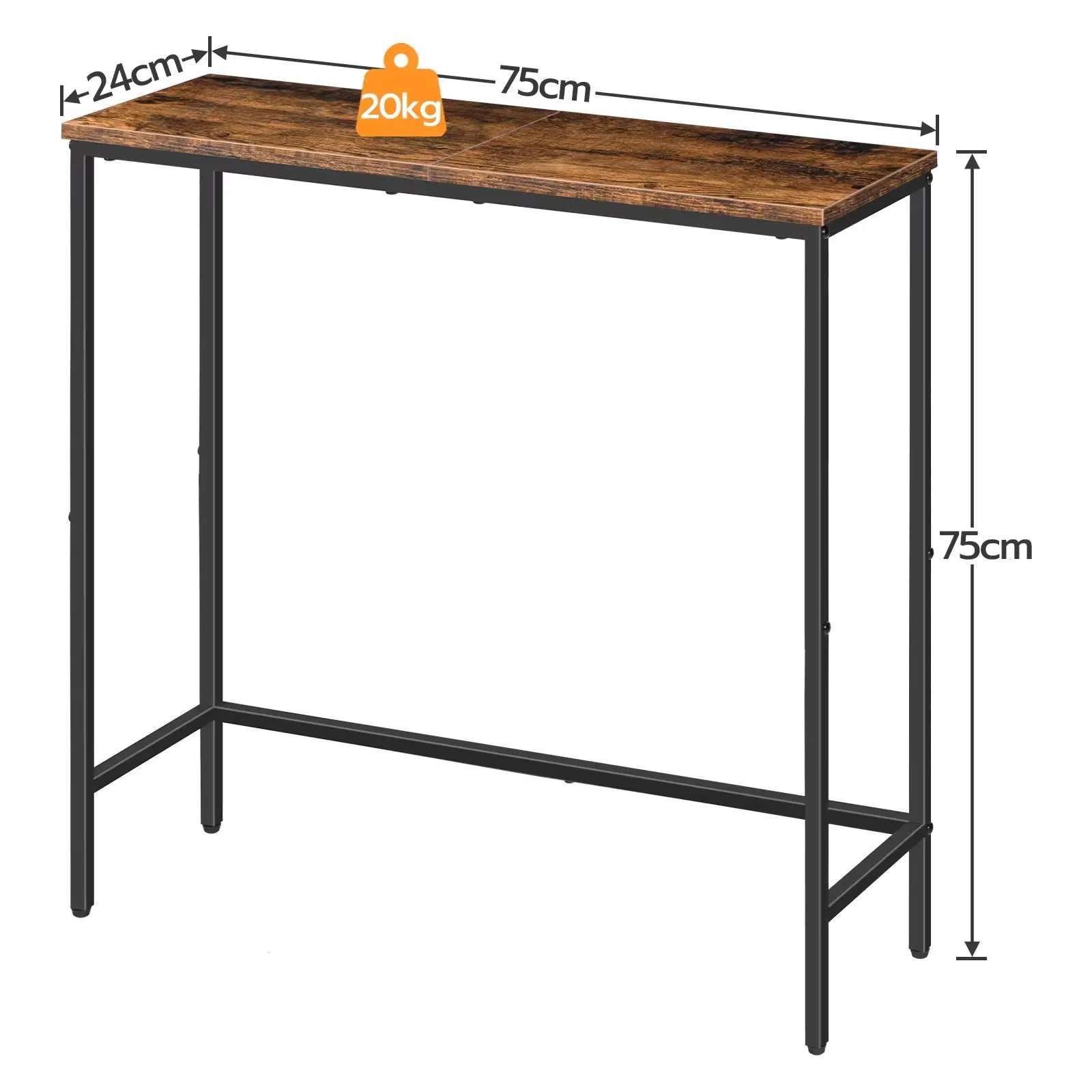 Table d’appoint Compacte avec Structure Métal, Idéale Couloir et Petits Espaces