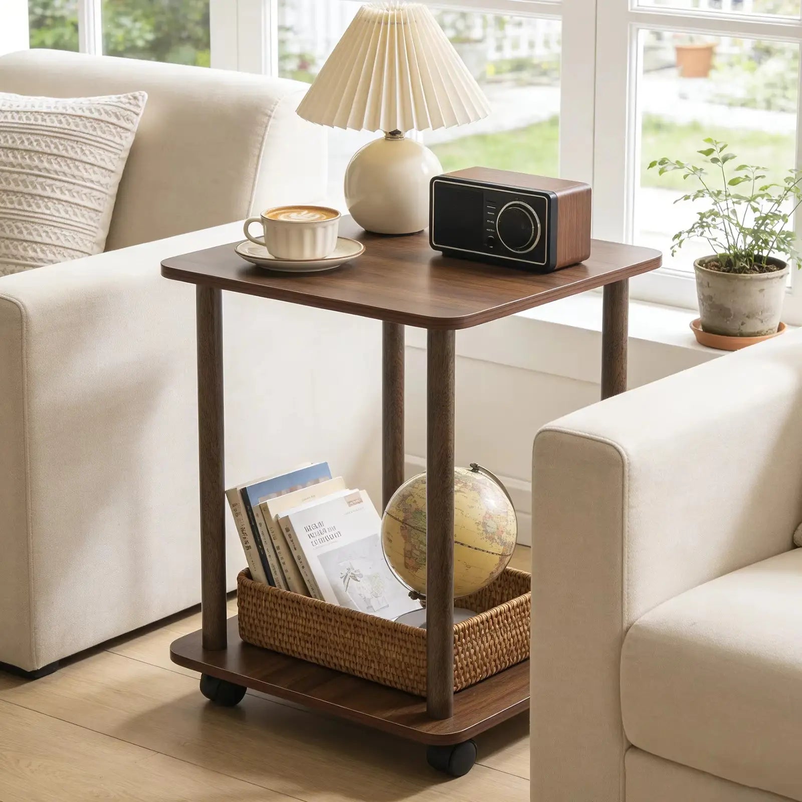 Table d’appoint carrée 2 niveaux en bambou