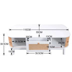 Table basse rotin et bois avec rangement intégré