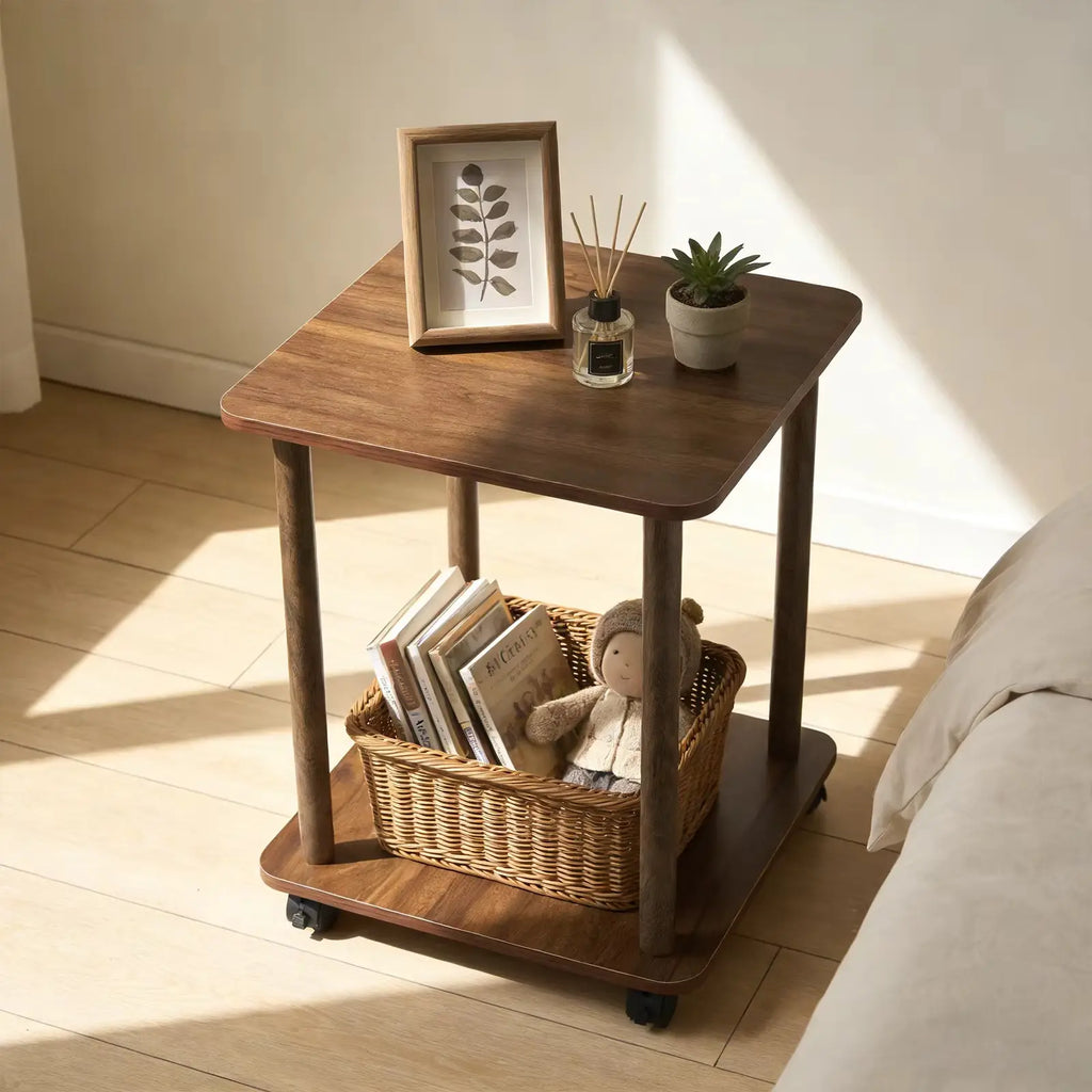 Table d’appoint carrée 2 niveaux en bambou