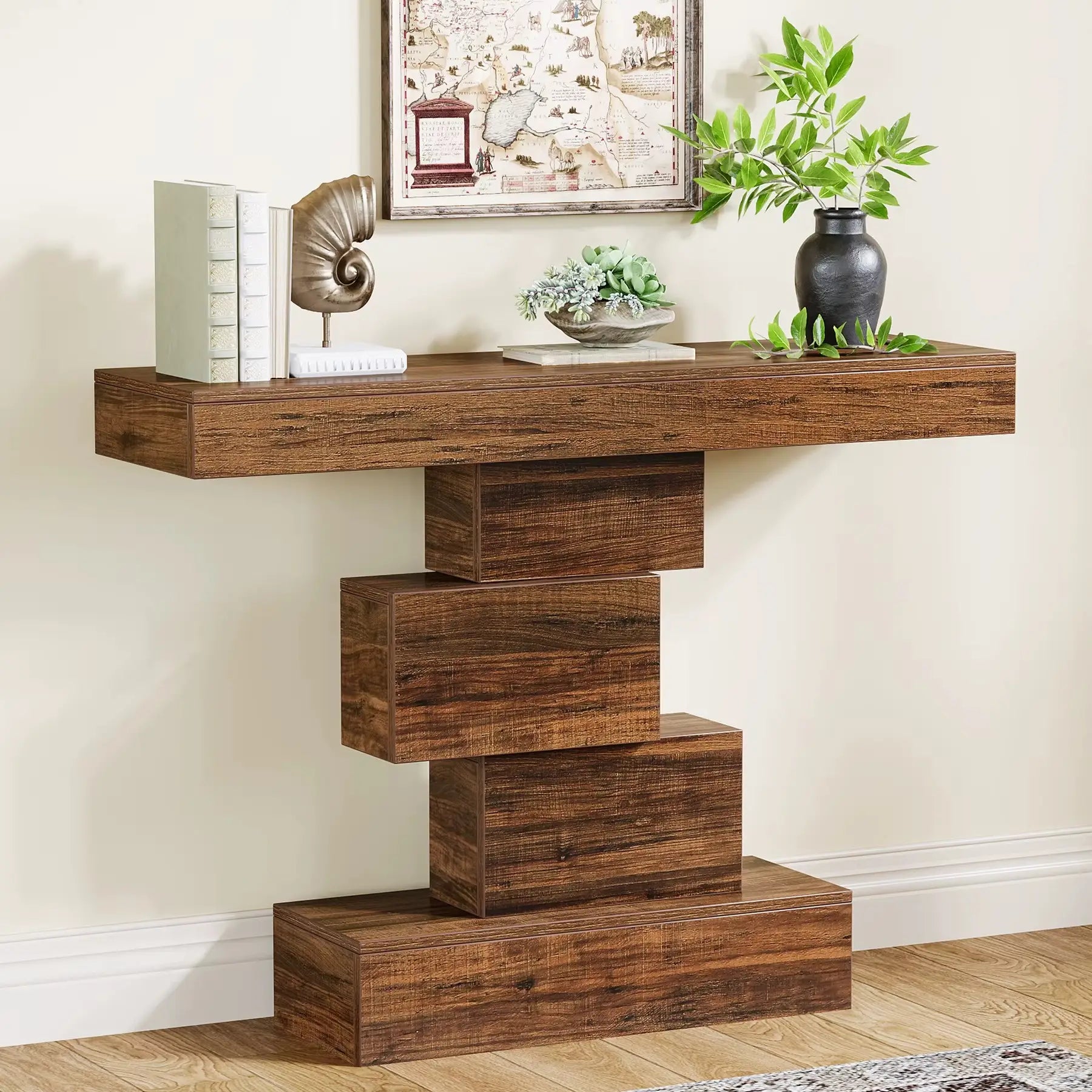 Table console design industriel à structure géométrique