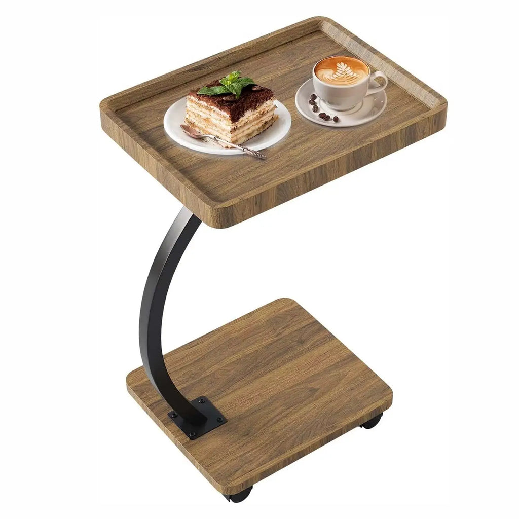 Table d’appoint roulante en Bois Massif Design compact et multifonction