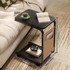 Table d’appoint roulante en bois massif avec rangement