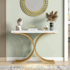 Table console effet marbre et métal doré