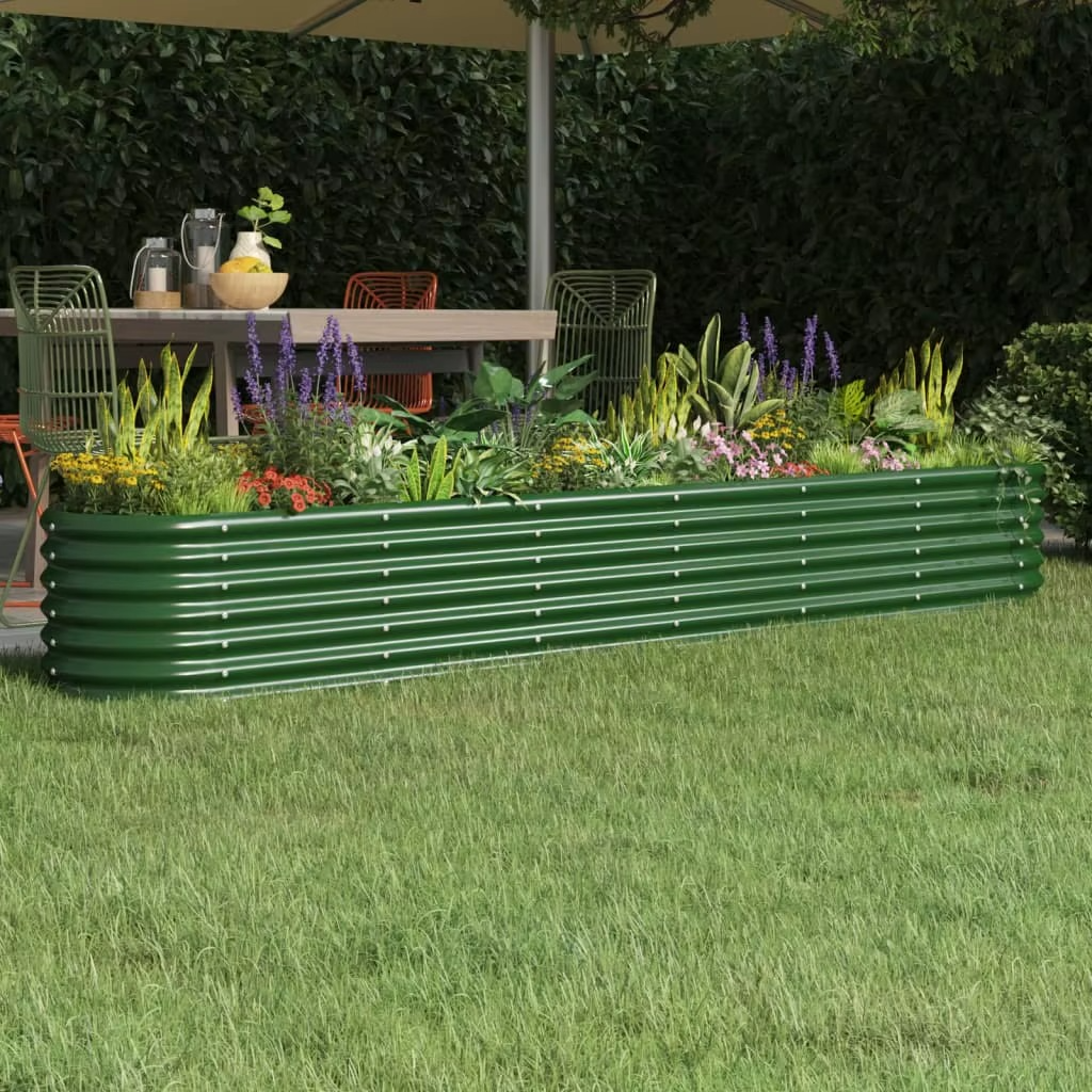 JARDINIÈRE SURÉLEVÉE DESIGN EN ACIER GALVANISÉ, 260 X 40 X 36 CM – POTAGER PREMIUM