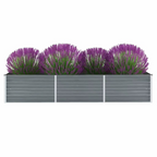 JARDINIÈRE SURÉLEVÉE DESIGN EN ACIER GALVANISÉ, ACIER GALVANISÉ, 240 X 80 X 45 CM, GRIS
