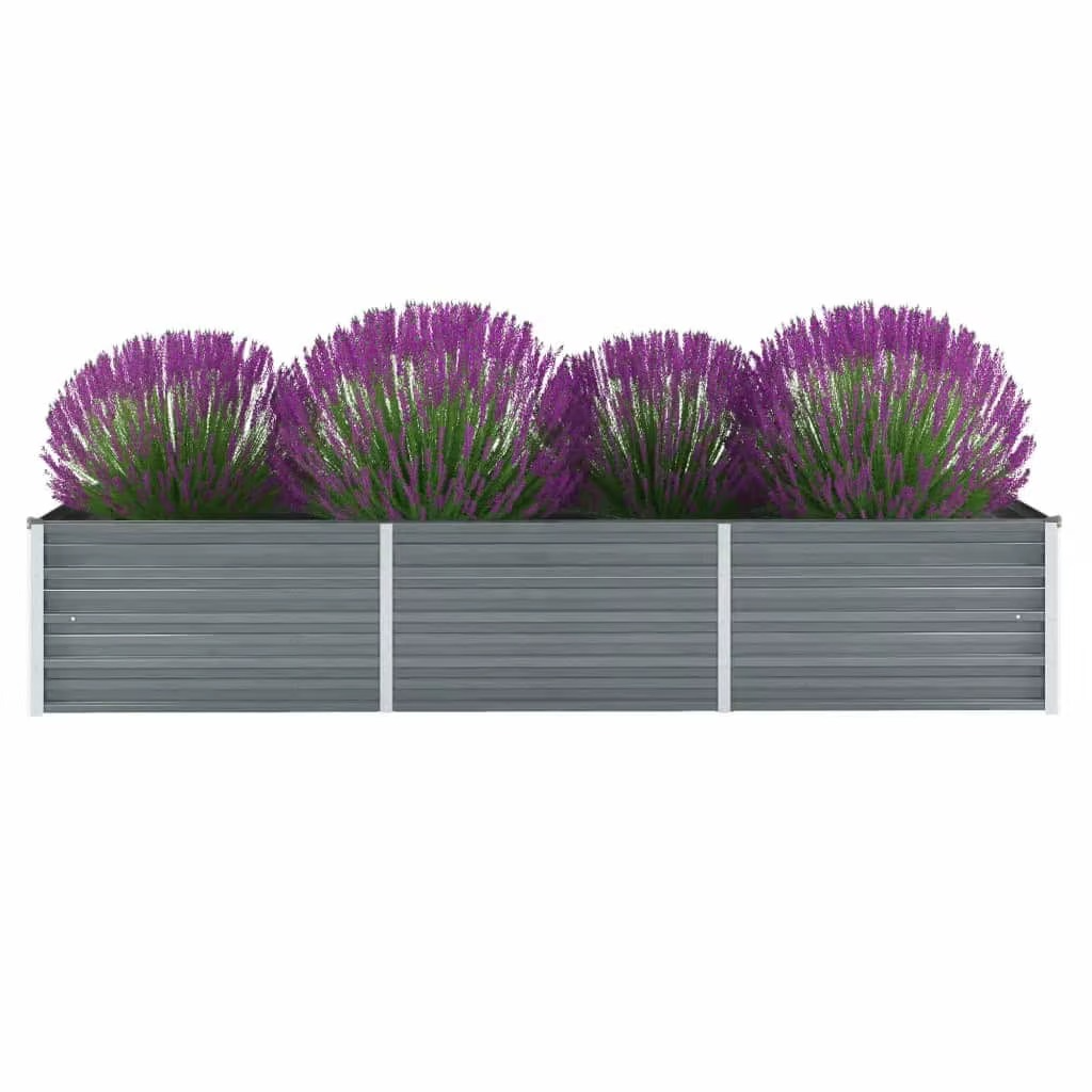 JARDINIÈRE SURÉLEVÉE DESIGN EN ACIER GALVANISÉ, ACIER GALVANISÉ, 240 X 80 X 45 CM, GRIS