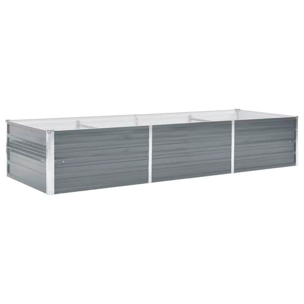 JARDINIÈRE SURÉLEVÉE DESIGN EN ACIER GALVANISÉ, ACIER GALVANISÉ, 240 X 80 X 45 CM, GRIS