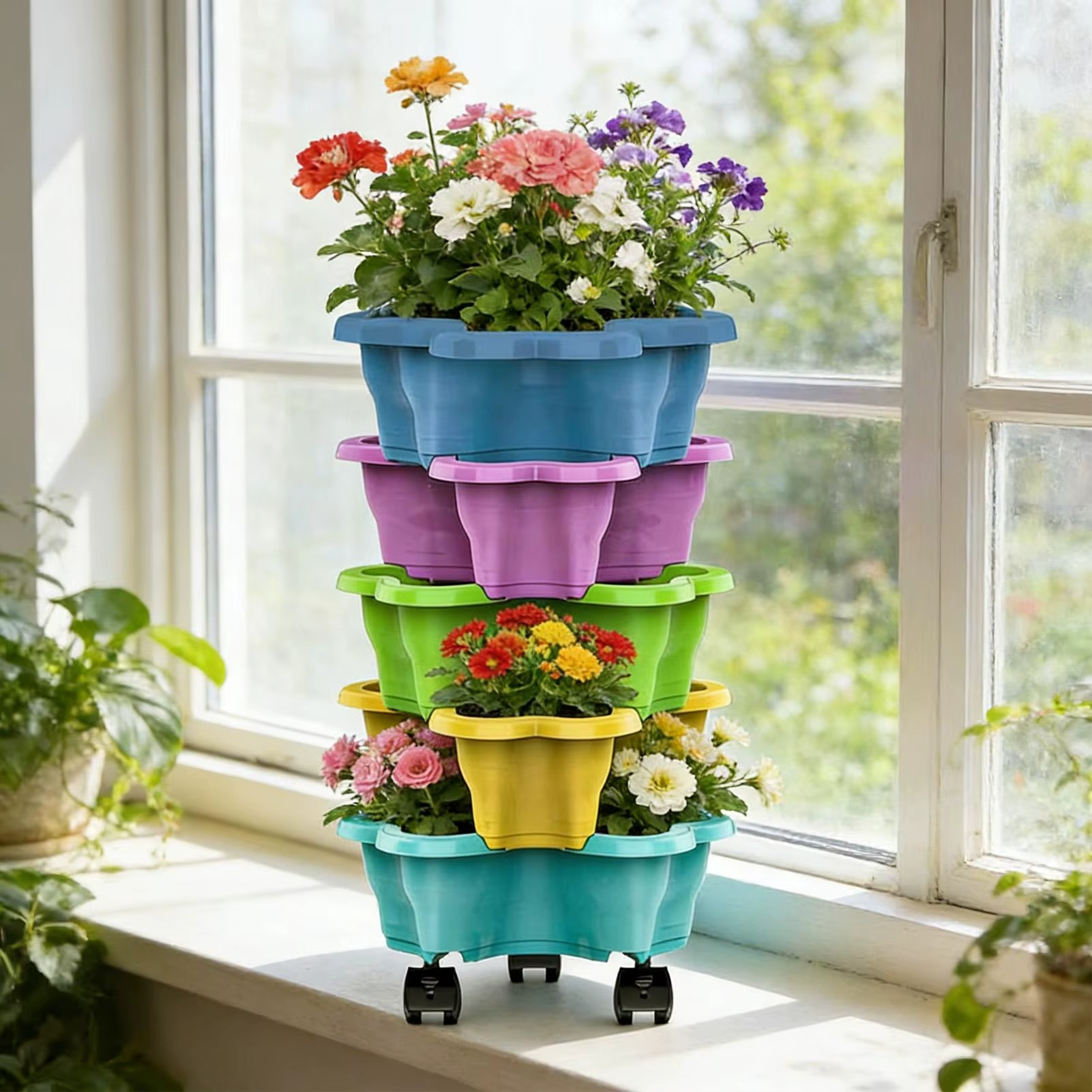 LOTX5 POTS DE FLEURS EMPILABLE STACK PLANT  – JARDIN VERTICAL OPTIMISÉ