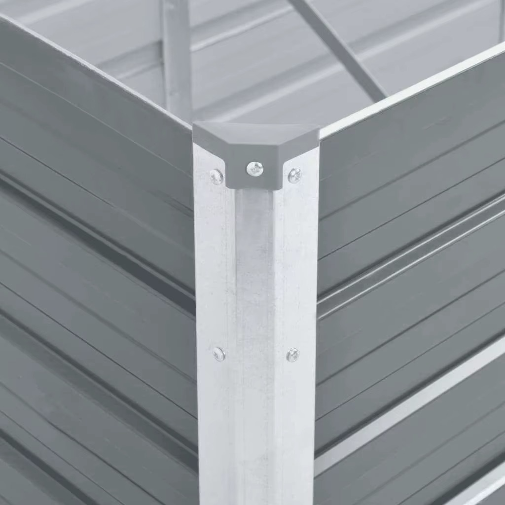 JARDINIÈRE SURÉLEVÉE DESIGN EN ACIER GALVANISÉ, ACIER GALVANISÉ, 240 X 80 X 45 CM, GRIS