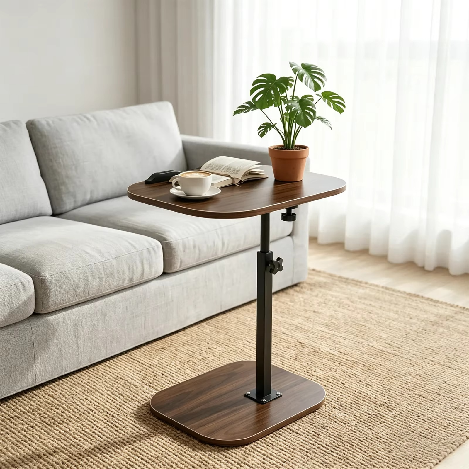 Table d’appoint relevable en C moderne et multifonction